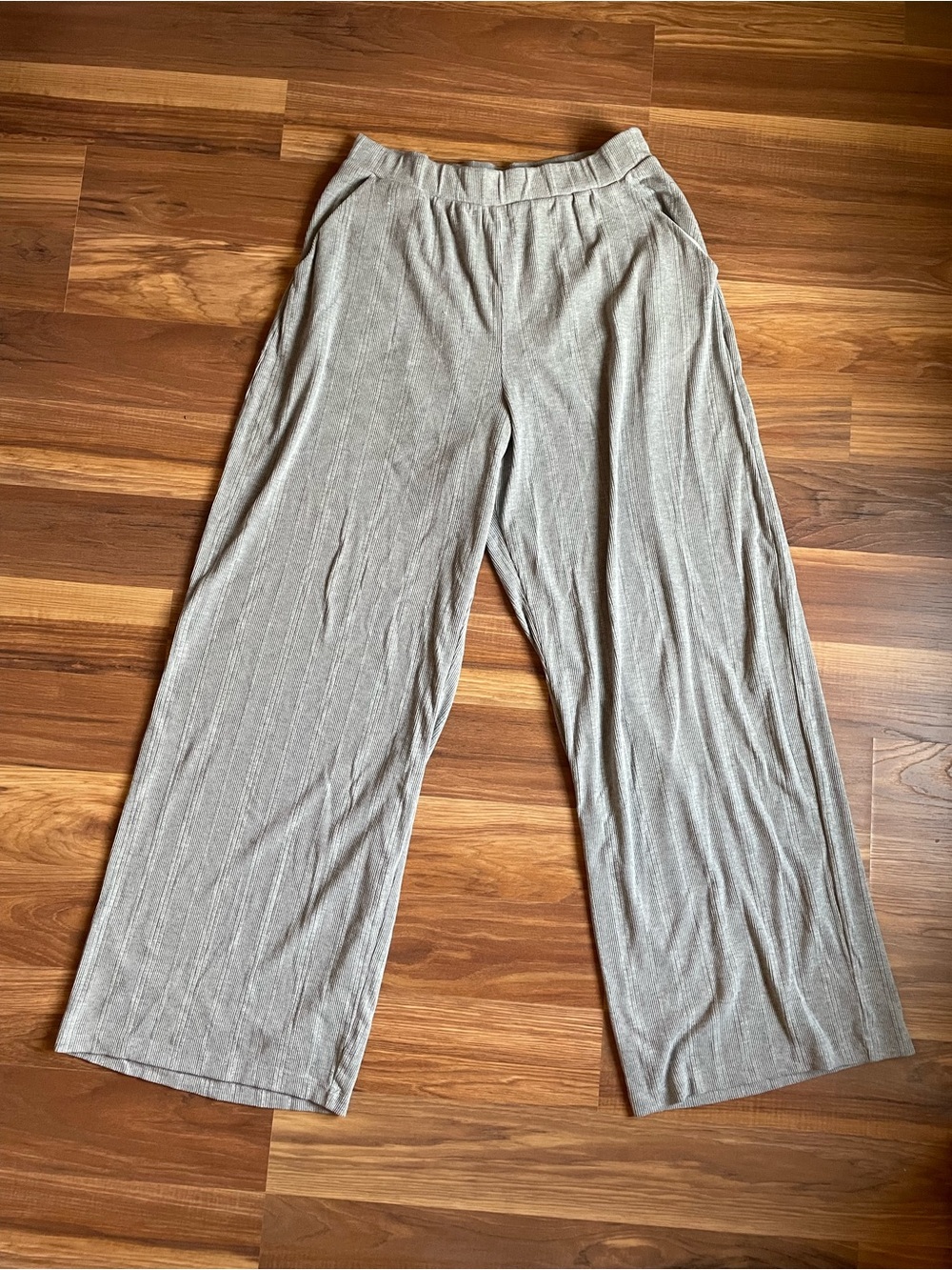 Abercrombie Ribbed Wide Leg Lounge Pants Light Gray Size Large